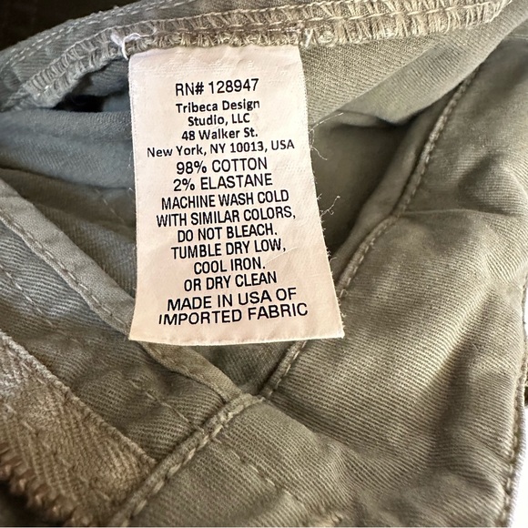 Nili Lotan Jenna Cotton Cropped Frayed Hem Pant In Army/Olive Green Size 6 - Picture 8 of 8